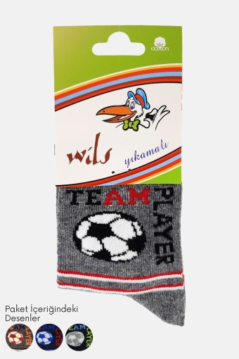 FIRST - First Erkek Çocuk Yıkamalı Soket Çorap - Asorti - 5-6 Yaş