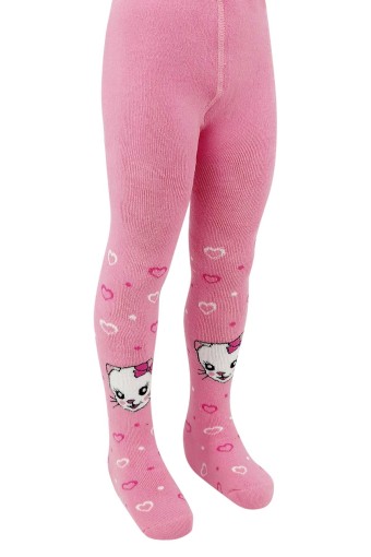 FIRST - First Kız Bebek Külotlu Çorap Havlu Kalpli Kedi Desenli - Asorti - 0