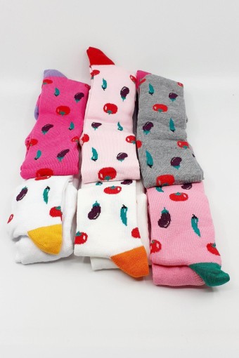 FIRST - First Kız Bebek Külotlu Çorap Sebze Desenli - Asorti - 0