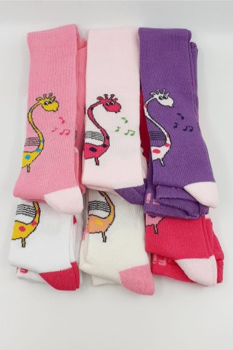 FIRST - First Kız Bebek Külotlu Çorap Zürafa Likralı - Asorti - 1