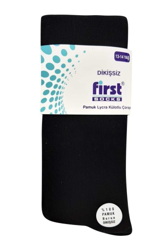 FİRST - First Kız Çocuk Külotlu Çorap Düz - Siyah - 0 (1)