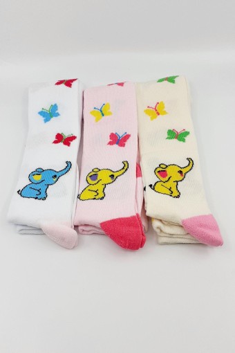 FIRST - First Kız Çocuk Külotlu Çorap Fil Desenli - Asorti - 0