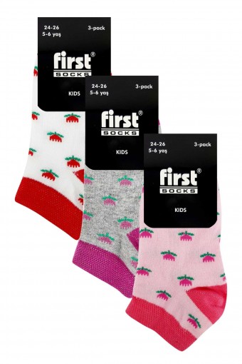 FİRST - First Kız Çocuk Patik Çorap Desenli 3 lü - Asorti - 3 (1)