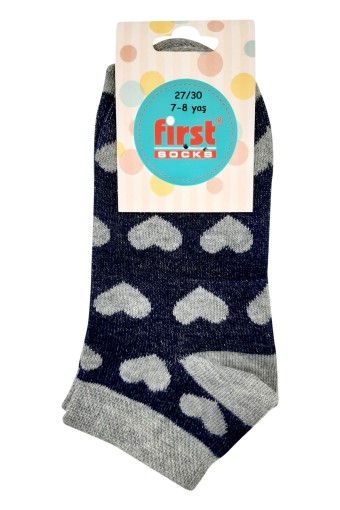 FIRST - First Kız Çocuk Patik Çorap Kalpli - Asorti - 11-12