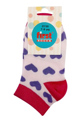 FIRST - First Kız Çocuk Patik Çorap Kalpli - Asorti - 11-12 (1)