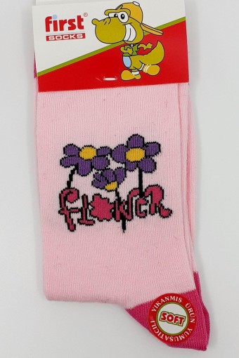FIRST - First Kız Çocuk Soket Çorap Çiçek Desenli Likralı Pamuklu - Asorti - 11