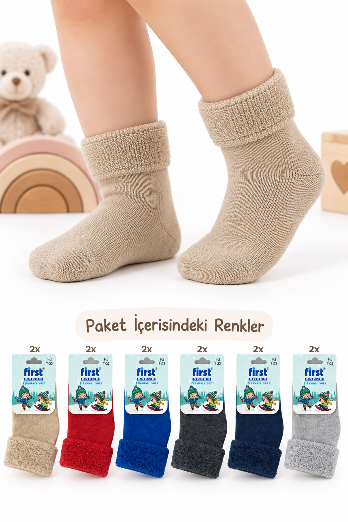 First Unısex Bebek Soket Çorap Havlu - Thumbnail