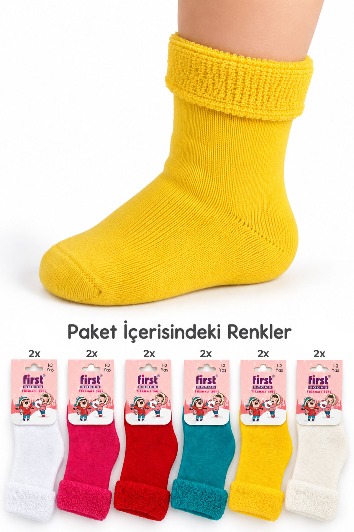 First Unısex Bebek Soket Çorap Havlu - Thumbnail