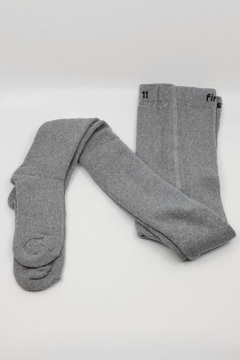FIRST - First Unisex Çocuk Külotlu Çorap Havlu Düz - Gri - 5
