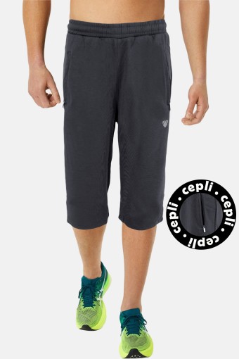 FM TEKSTİL - Fm Erkek Tek Alt Kapri Beli Latikli Bağcıklı Cep Fermuarlı Altı Şerit Detaylı Pamuklu - Füme