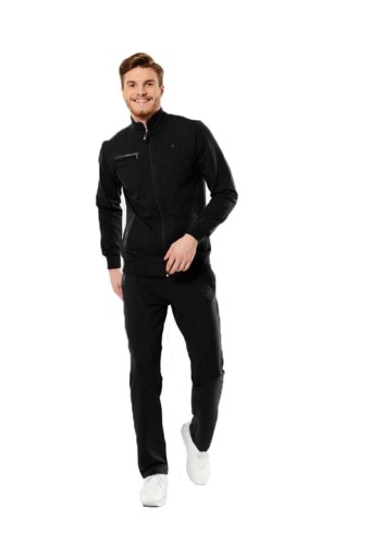 FM TEKSTİL - Fm Tekstil Erkek Eşofman Takım Cotton Kol Manşetli - Siyah