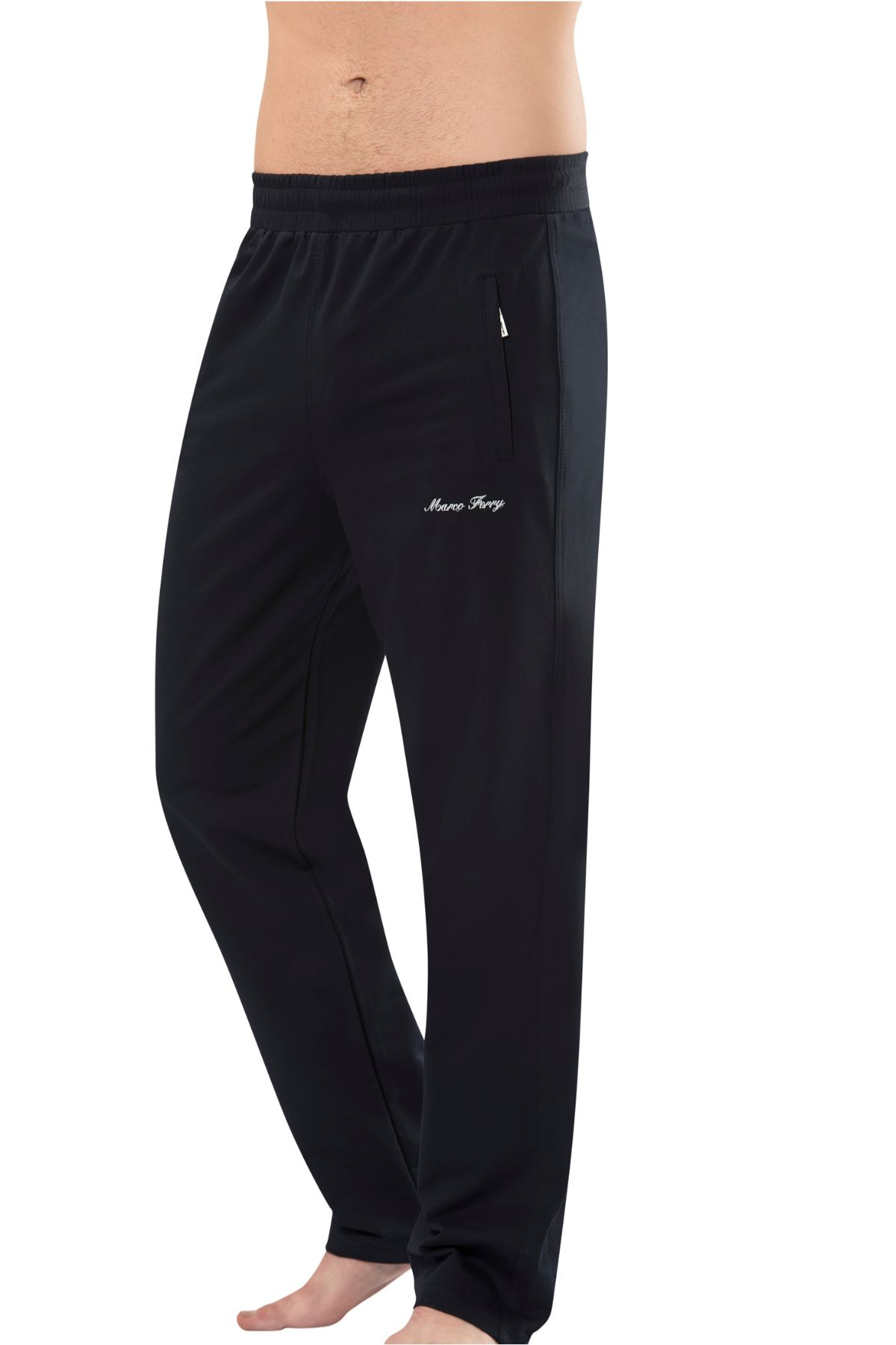 Fm Tekstil Erkek Tek Alt Eşofman Beli Lastikli Büyük Beden - Siyah - Thumbnail