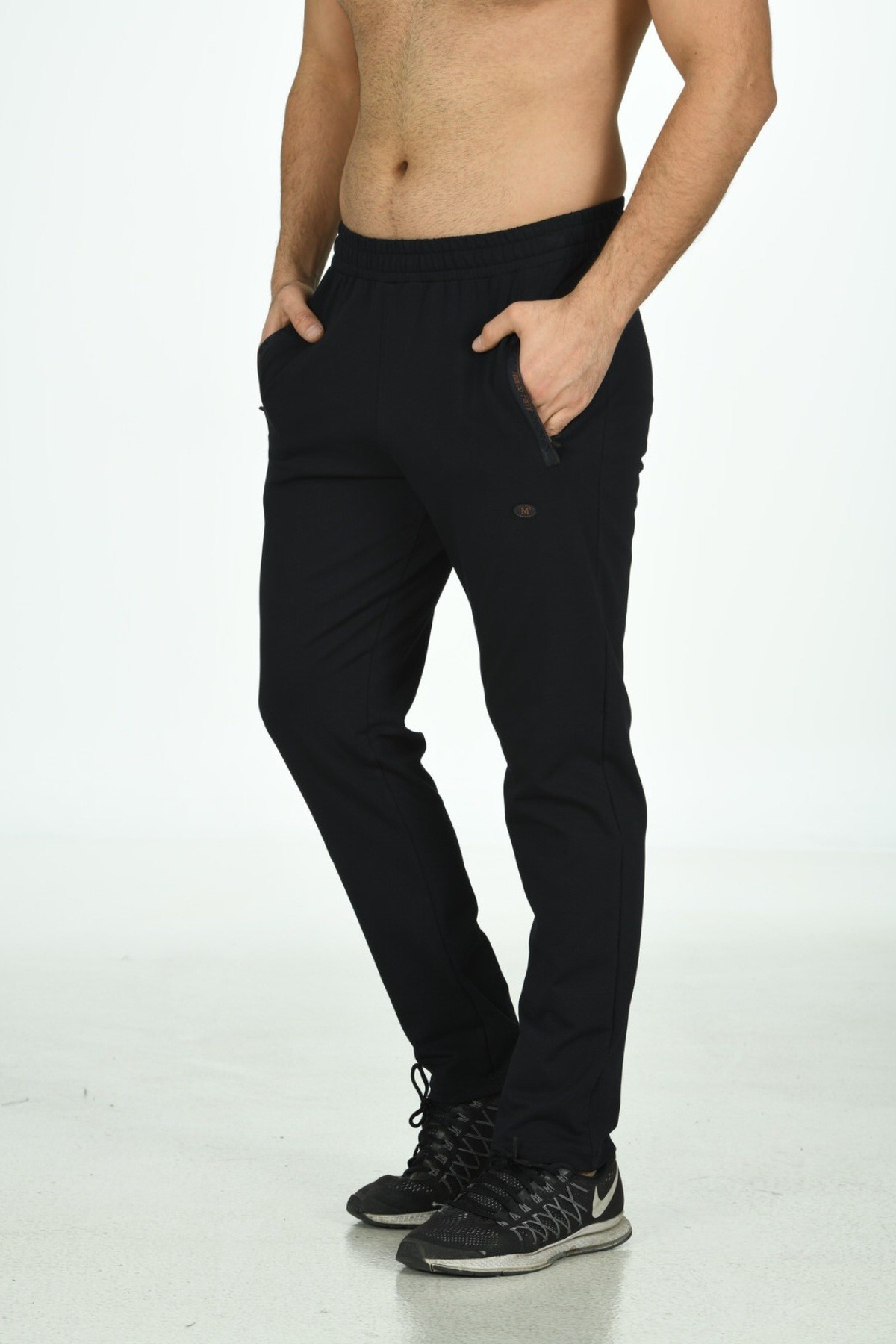 Fm Tekstil Erkek Tek Alt Eşofman Büyük Beden - Lacivert - Thumbnail