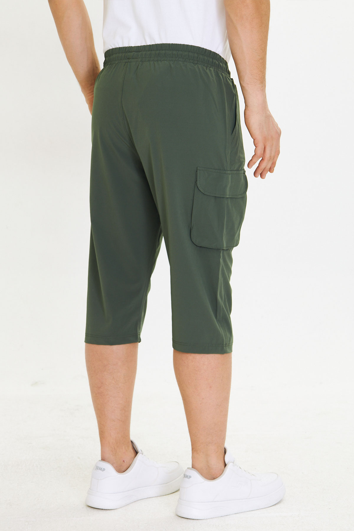 FM Tekstil Erkek Tek Alt Kapri Büyük Beden Bistrech - Haki Yeşili - Thumbnail