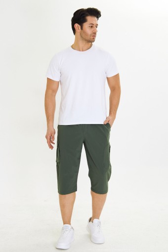 FM TEKSTİL - FM Tekstil Erkek Tek Alt Kapri Büyük Beden Bistrech - Haki Yeşili