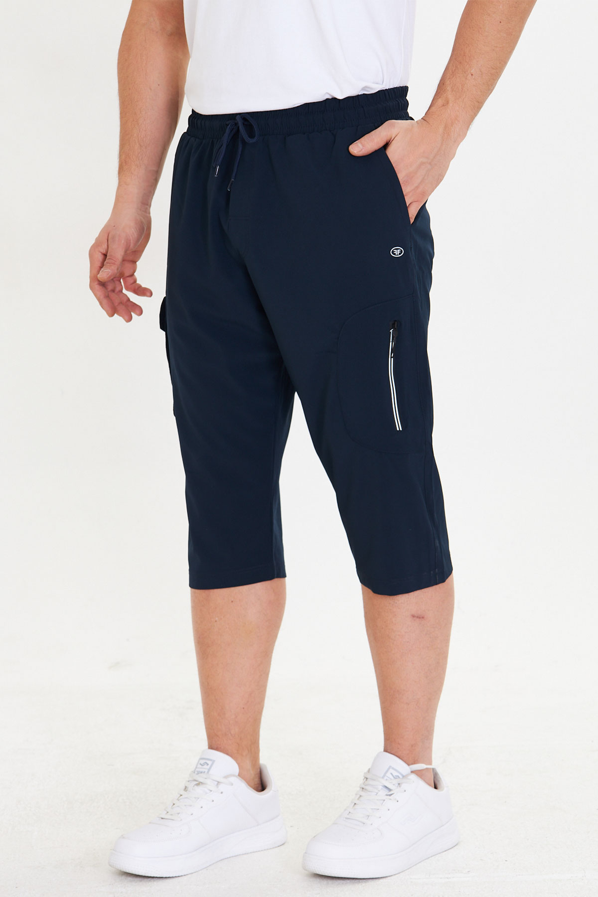 FM Tekstil Erkek Tek Alt Kapri Büyük Beden Bistrech - Lacivert - Thumbnail