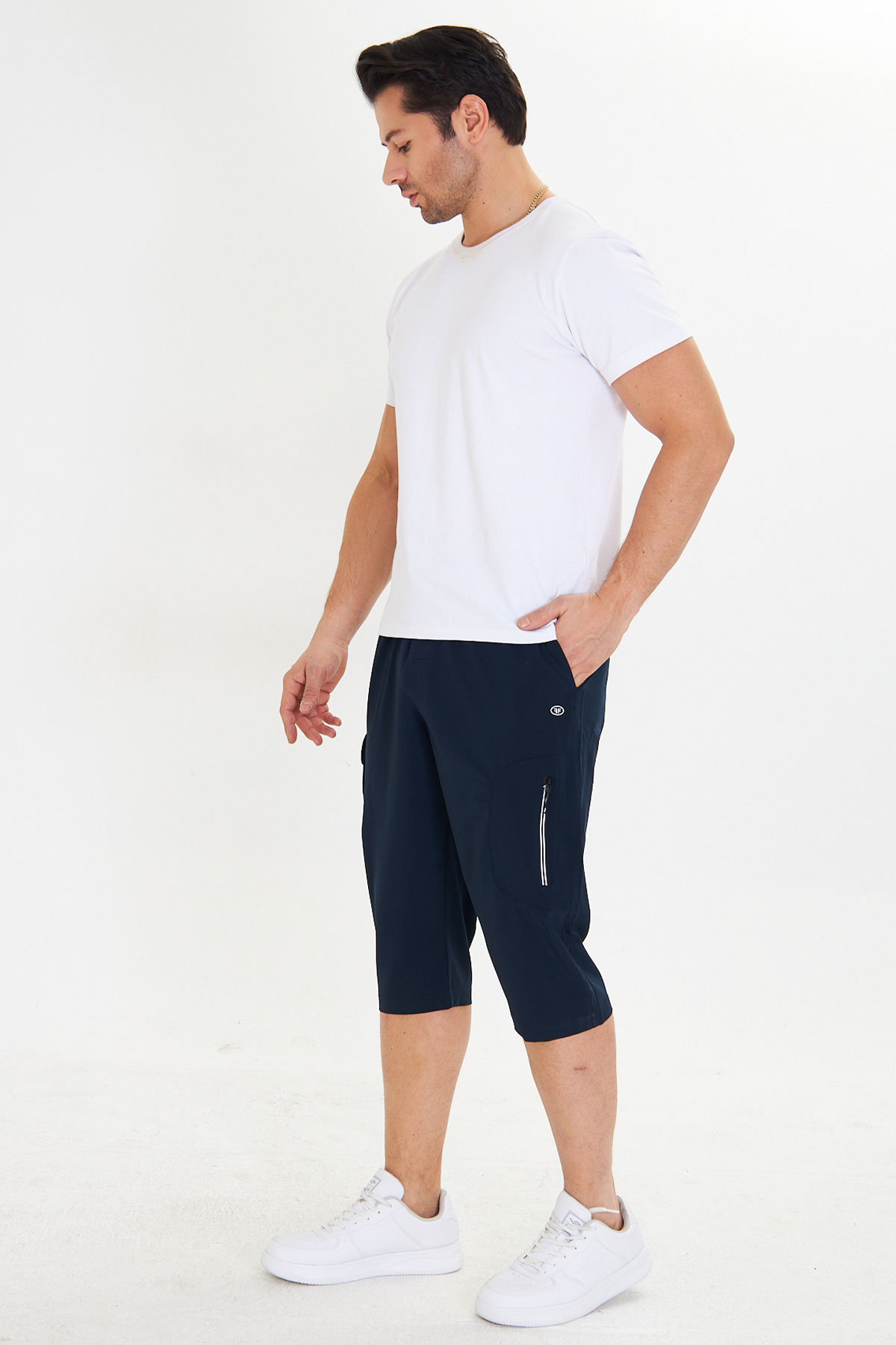 FM Tekstil Erkek Tek Alt Kapri Büyük Beden Bistrech - Lacivert - Thumbnail