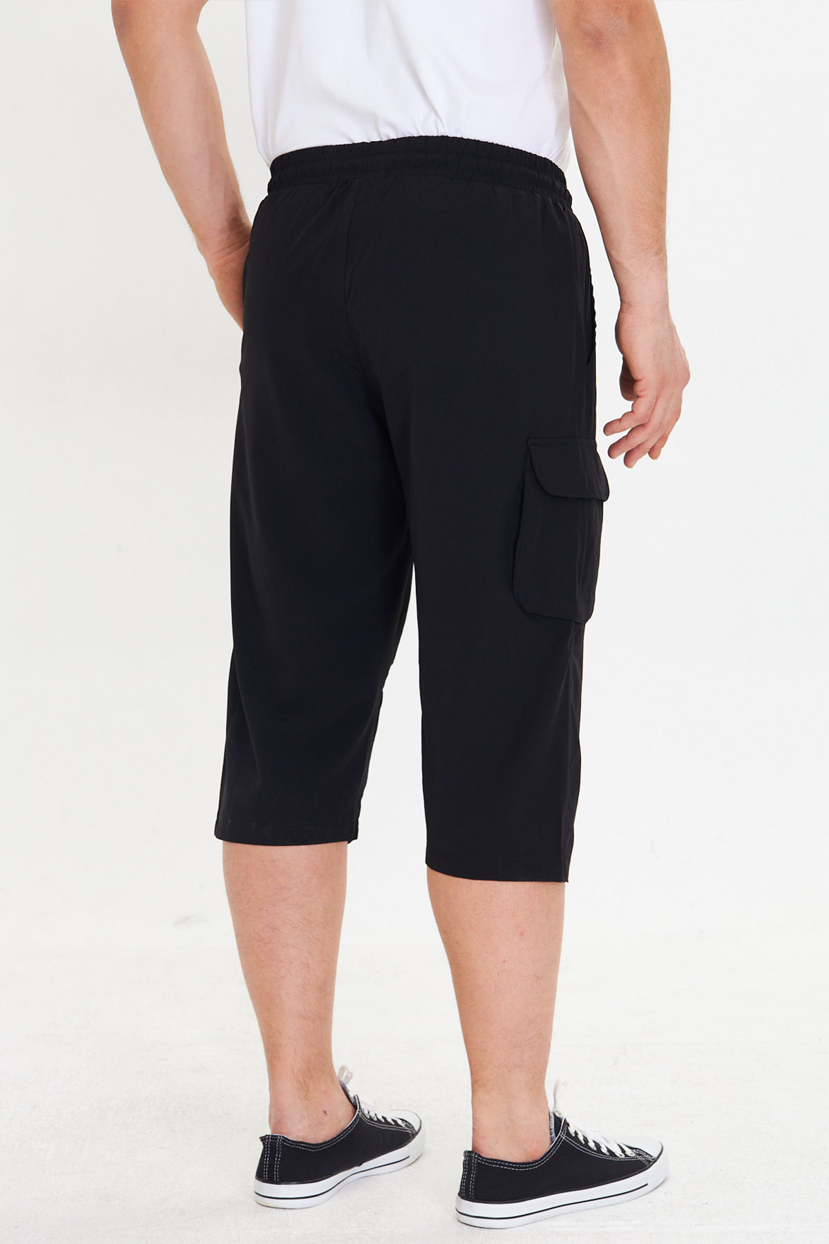 FM Tekstil Erkek Tek Alt Kapri Büyük Beden Bistrech - Siyah - Thumbnail