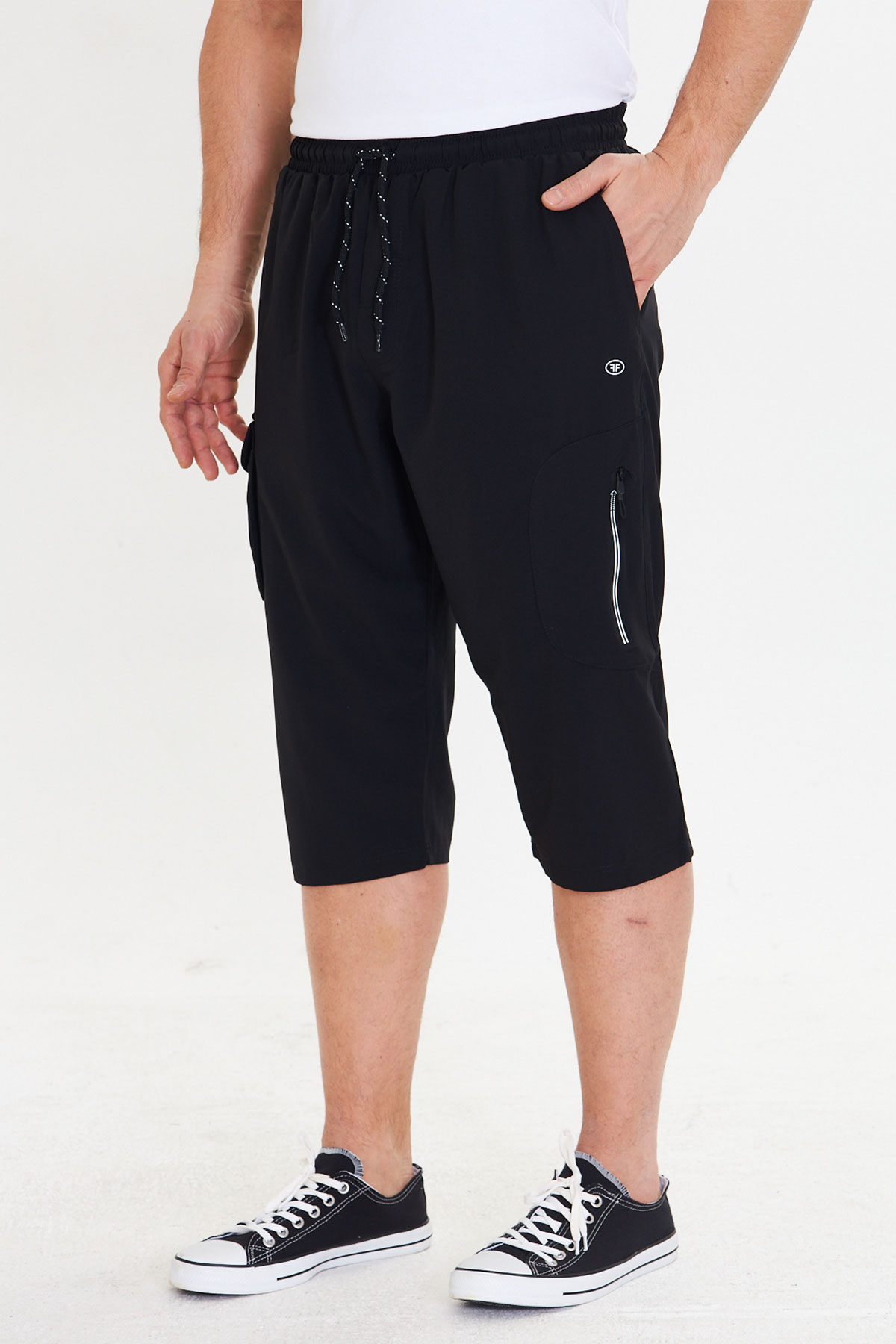 FM Tekstil Erkek Tek Alt Kapri Büyük Beden Bistrech - Siyah - Thumbnail