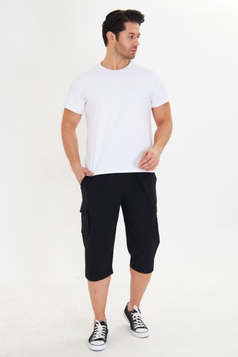 FM TEKSTİL - FM Tekstil Erkek Tek Alt Kapri Büyük Beden Bistrech - Siyah