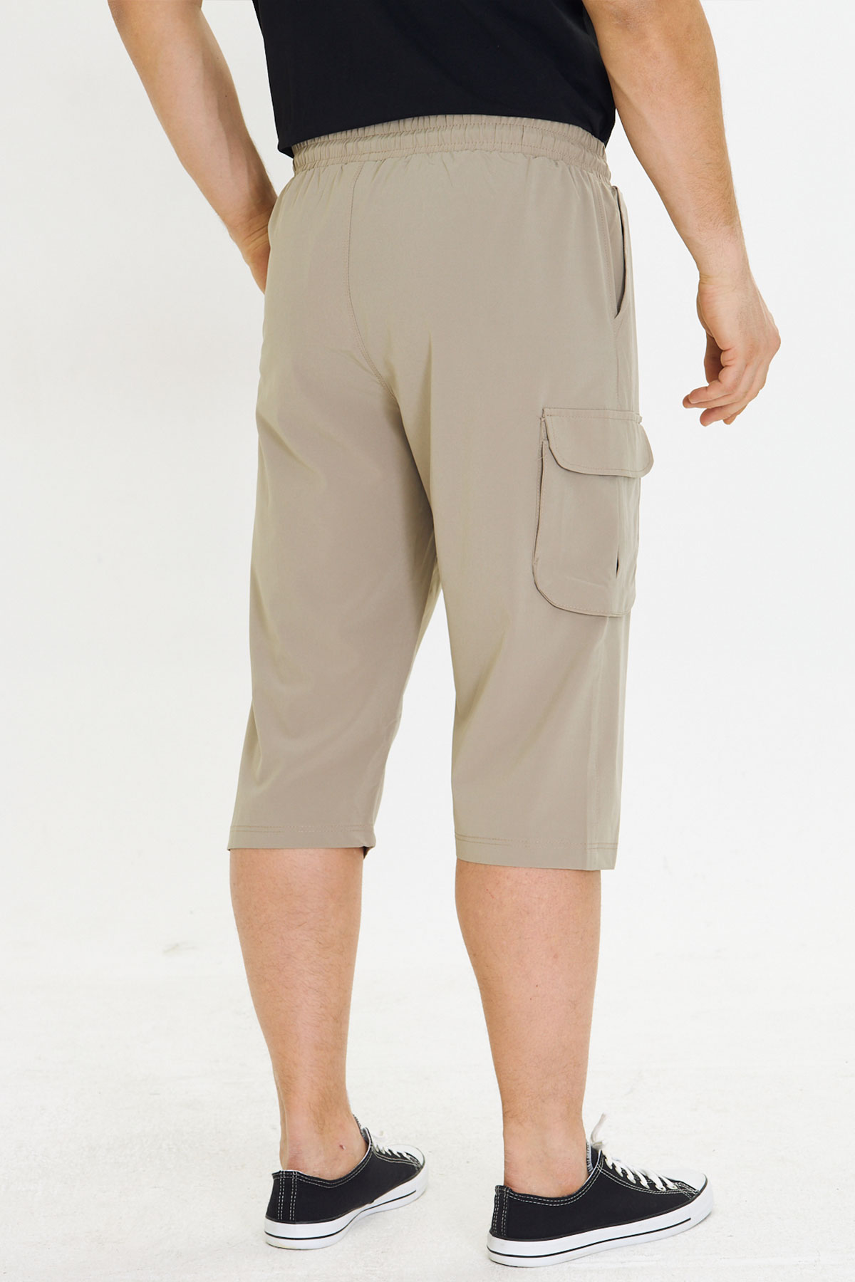 FM Tekstil Erkek Tek Alt Kapri Büyük Beden Bistrech - Taş - Thumbnail