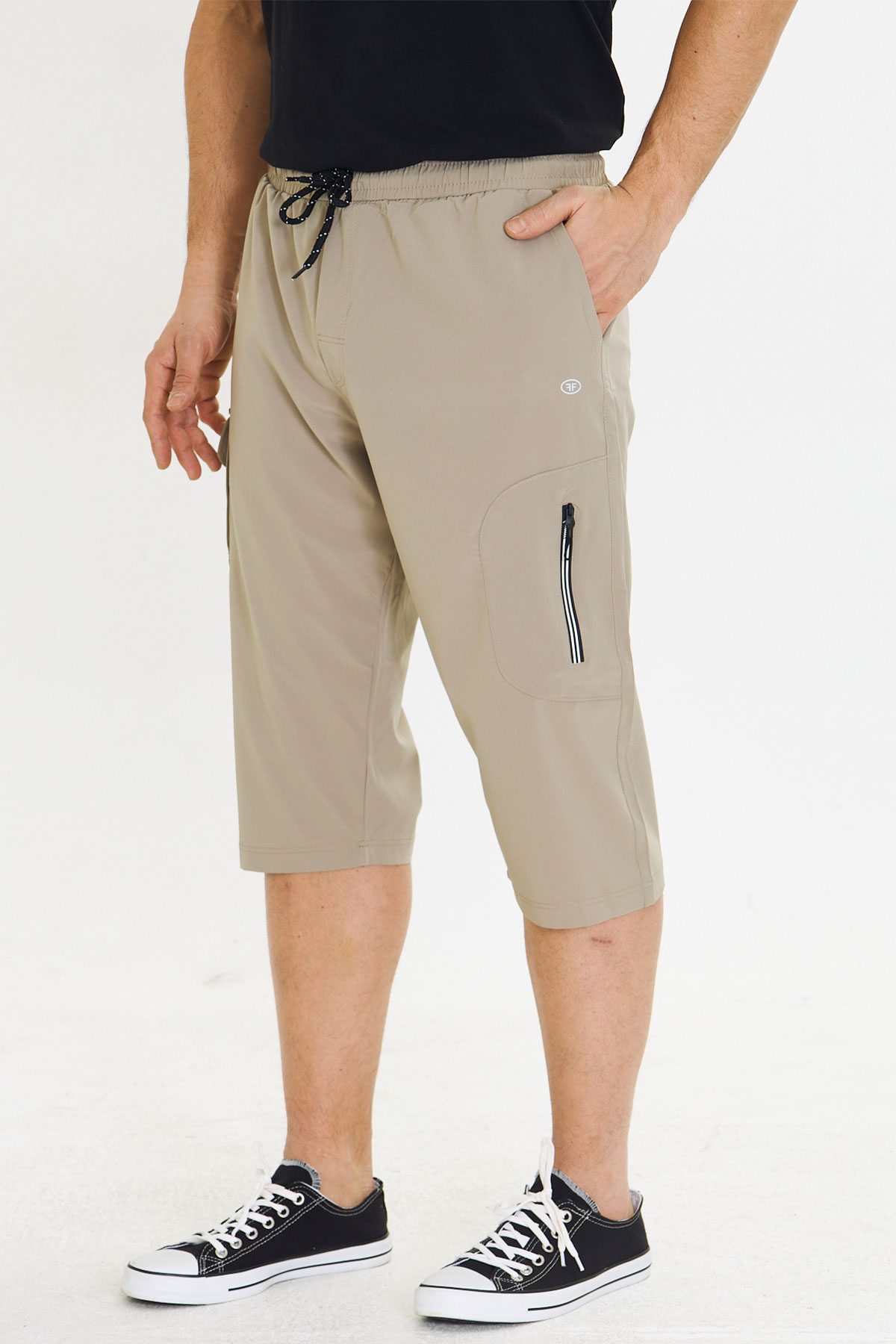 FM Tekstil Erkek Tek Alt Kapri Büyük Beden Bistrech - Taş - Thumbnail