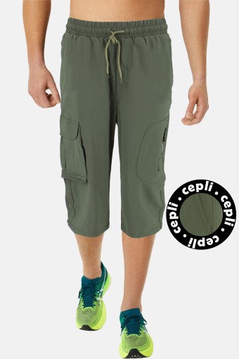 FM TEKSTİL - FM Tekstil Erkek Tek Alt Kapri Cep Detaylı Poly Stretch - Haki Yeşili