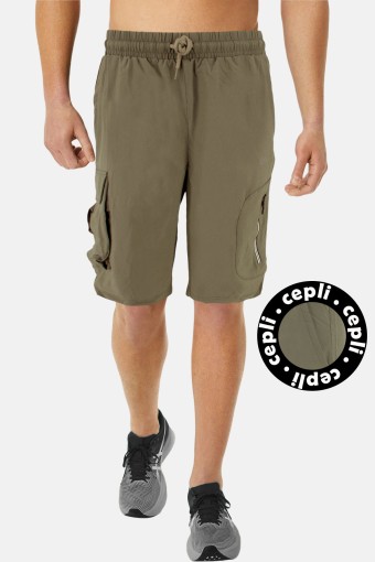 FM TEKSTİL - FM Tekstil Erkek Tek Alt Şort Cep Detaylı Poly Stretch - Bej