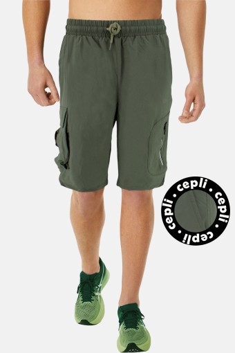 FM TEKSTİL - FM Tekstil Erkek Tek Alt Şort Cep Detaylı Poly Stretch - Haki Yeşili