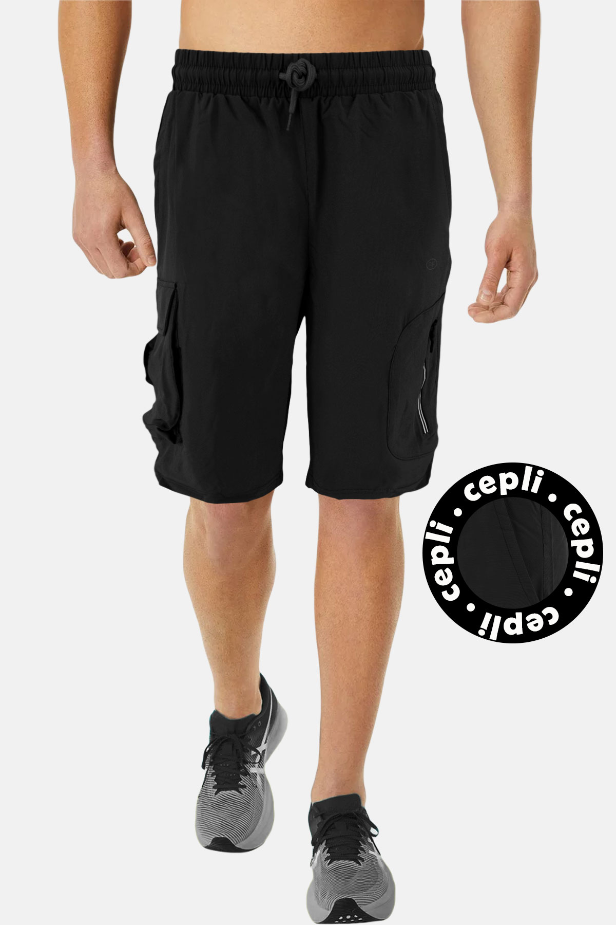 FM Tekstil Erkek Tek Alt Şort Cep Detaylı Poly Stretch - Lacivert - Thumbnail