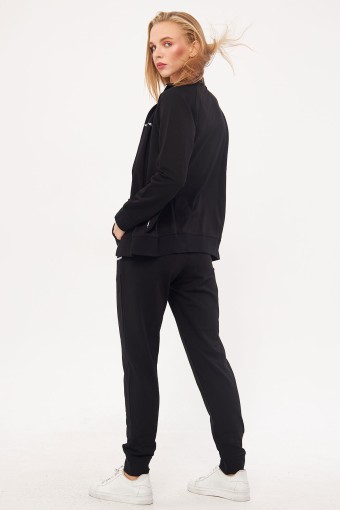 FM TEKSTİL - Fm Tekstil Kadın Büyük Beden Eşofman Takımı Pamuklu - Siyah (1)