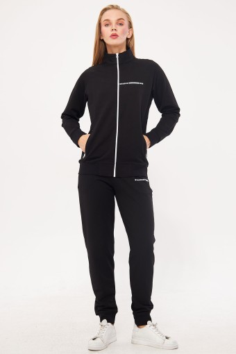 FM TEKSTİL - Fm Tekstil Kadın Büyük Beden Eşofman Takımı Pamuklu - Siyah (1)