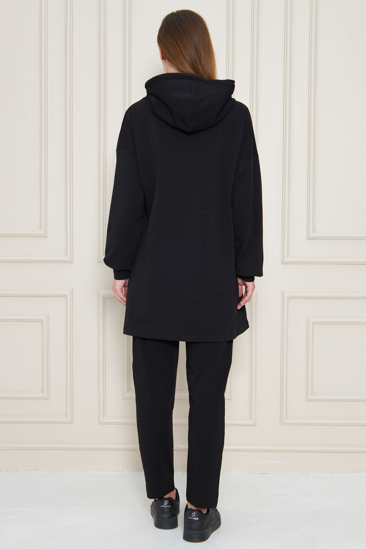 Fm Tekstil Kadın Eşofman Takımı Tunik - Siyah - Thumbnail