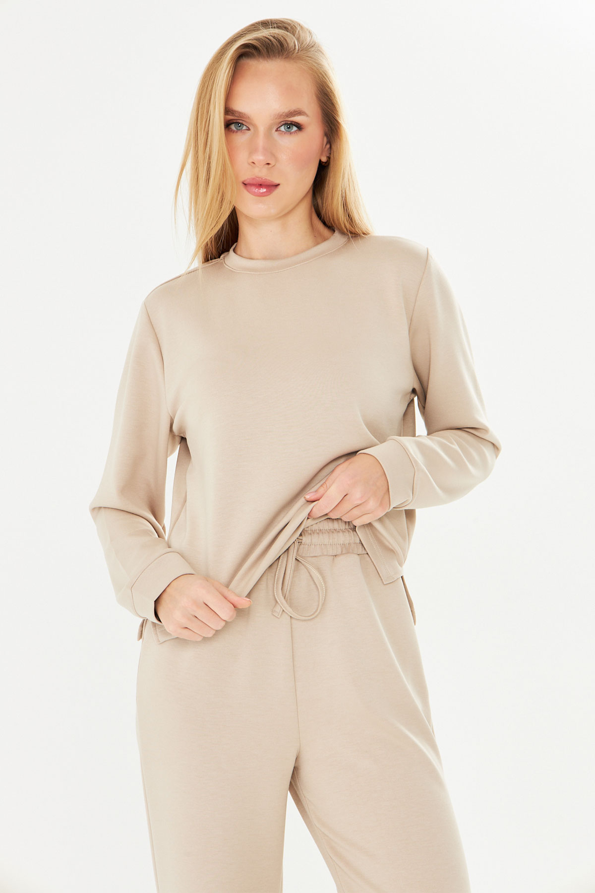 Fm Tekstil Kadın Eşofman Takımı Viskon Düz - Thumbnail