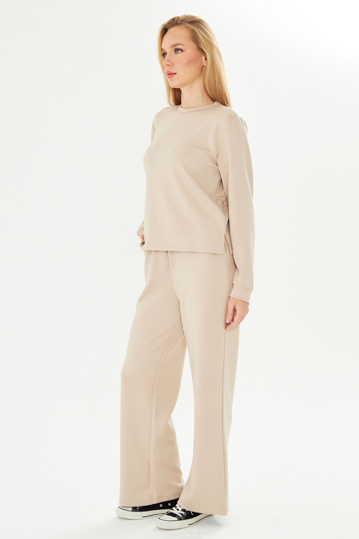 Fm Tekstil Kadın Eşofman Takımı Viskon Düz - Thumbnail