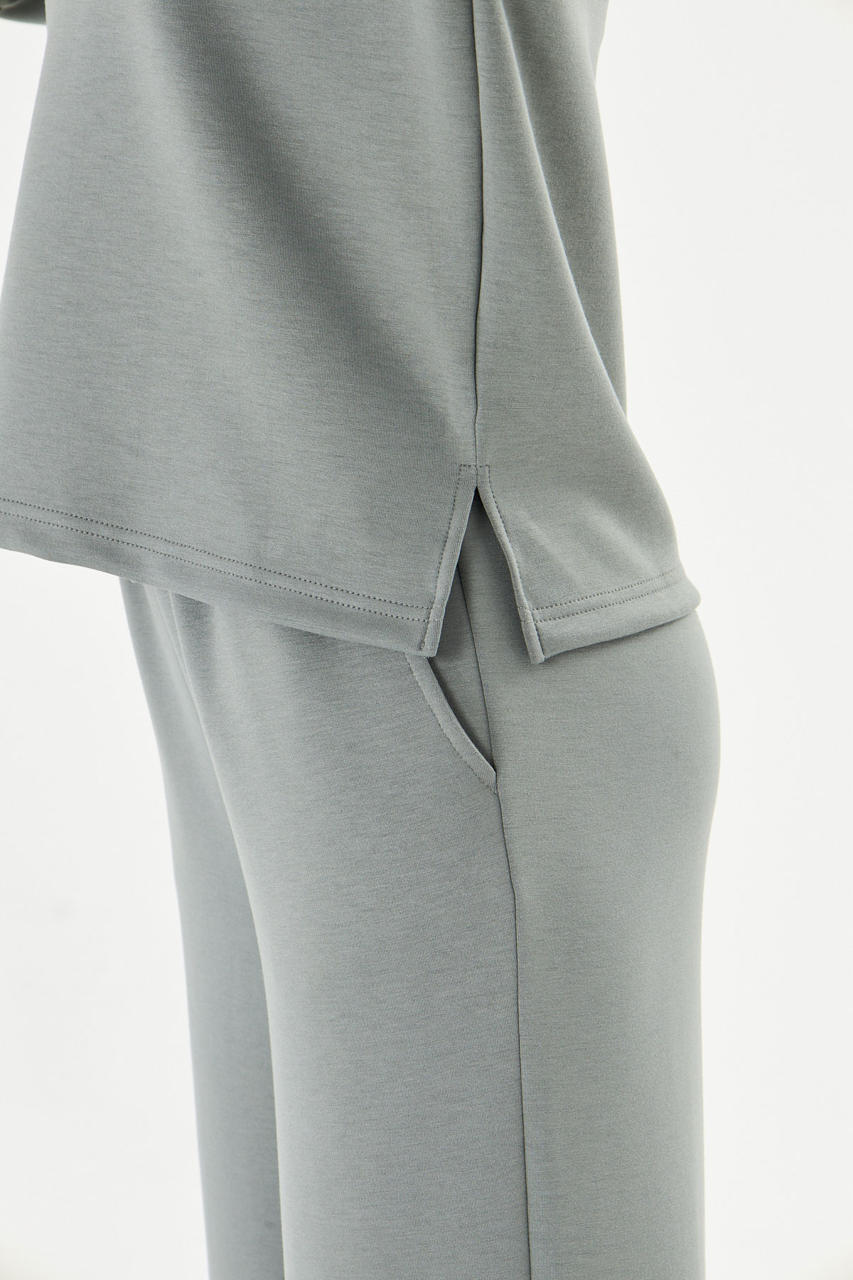 Fm Tekstil Kadın Eşofman Takımı Viskon Düz - Thumbnail