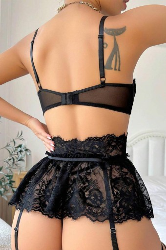 FOR DREAMS - For Dreams Kadın Fantezi Jartiyer Takım Dantelli Eteği Fırfırlı (1)