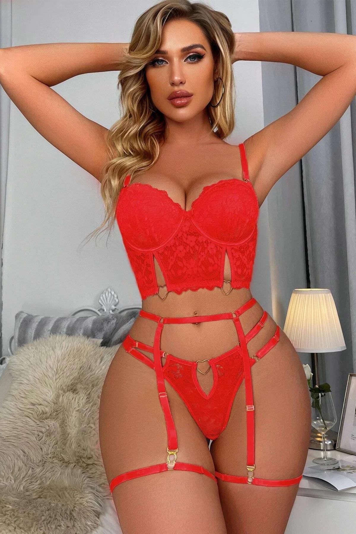 For Dreams Kadın Fantezi Jartiyer Takım Dantelli - Thumbnail