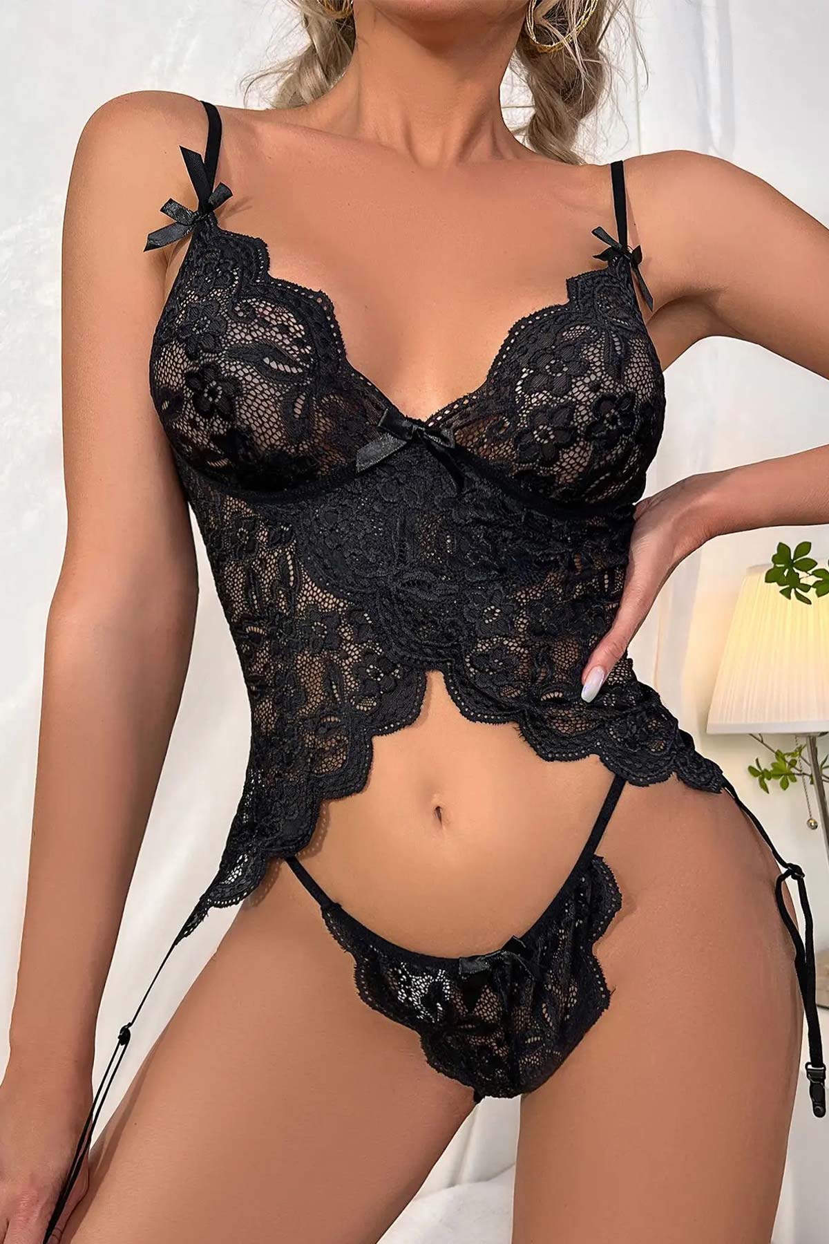 For Dreams Kadın Fantezi Jartiyer Takımı Dantelli - Thumbnail