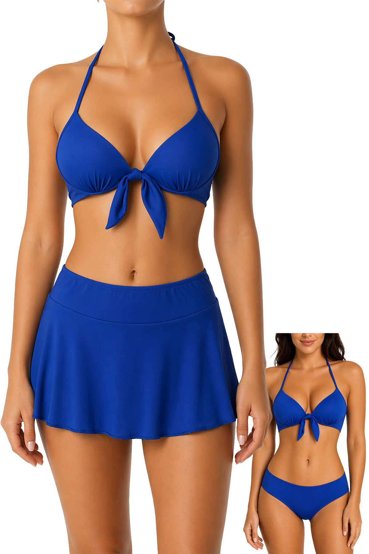 Forum Argisa Kadın Bikini Takımı Fiyonklu Etekli - Mavi - Thumbnail