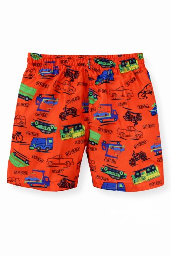 FORUM - Forum Erkek Çocuk Deniz Şortu Desenli - Nar Çiçeği