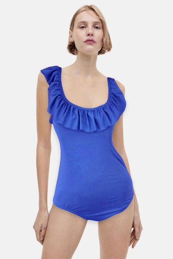 FORUM - Forum Kadın Mayo Göğüs Fırfırlı - Saks Mavisi