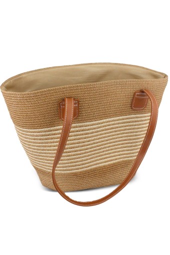 FORUM - Forum Plaj Çantası Hasır Deri Saplı Fermuarlı (1)