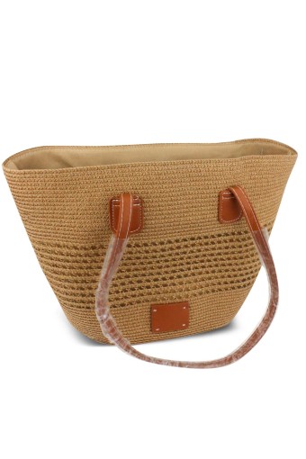 FORUM - Forum Plaj Çantası Hasır Deri Saplı Fermuarlı (1)