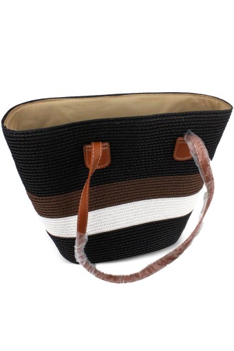 FORUM - Forum Plaj Çantası Hasır Deri Saplı Fermuarlı (1)