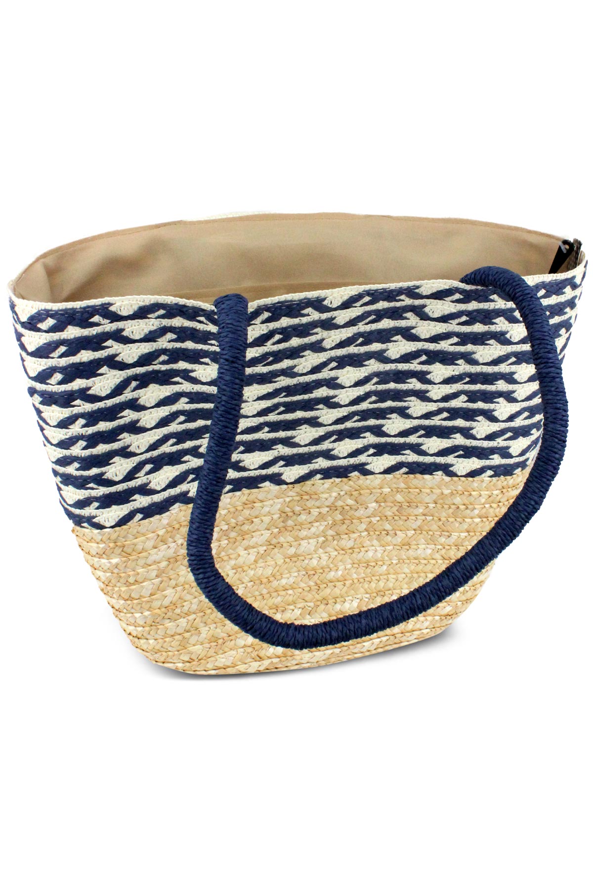 Forum Plaj Çantası Hasır Saplı Fermuarlı - Thumbnail