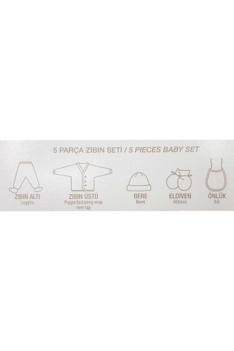 GAYE - Gaye Bebe Unisex Bebek Hayvan Desenli 5li Zıbın Set (1)