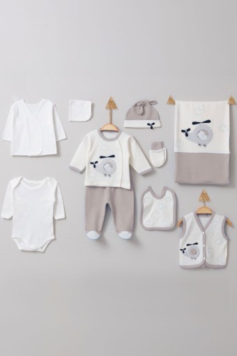 GAYE - Gaye Erkek Bebek Pamuklu 10'lu Zıbın Seti Helikopter Desenliı