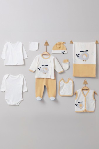 GAYE - Gaye Erkek Bebek Pamuklu 10'lu Zıbın Seti Helikopter Desenliı (1)