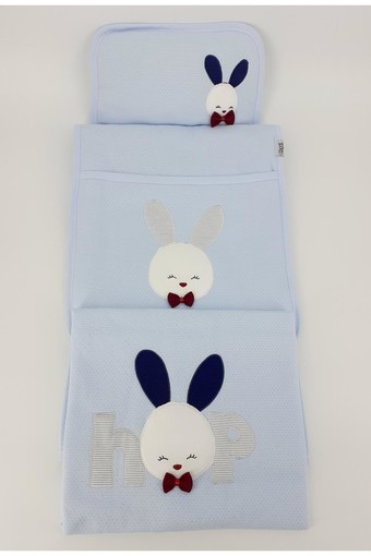 GAYE - Gaye Unisex Bebek 3'lü Alt Açma Seti Tavşan ve Ayıcık Nakışlı Yıldızlı